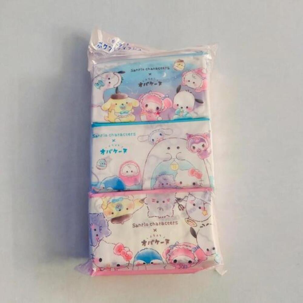 Sanrio X Obakenu Pocket Tissues 6 Pack, Mini Travel Tissue Hello Kitty Kuromi
